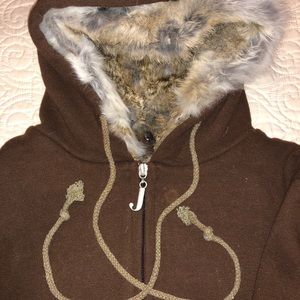 Vintage Juicy Couture real fur trim hoodie